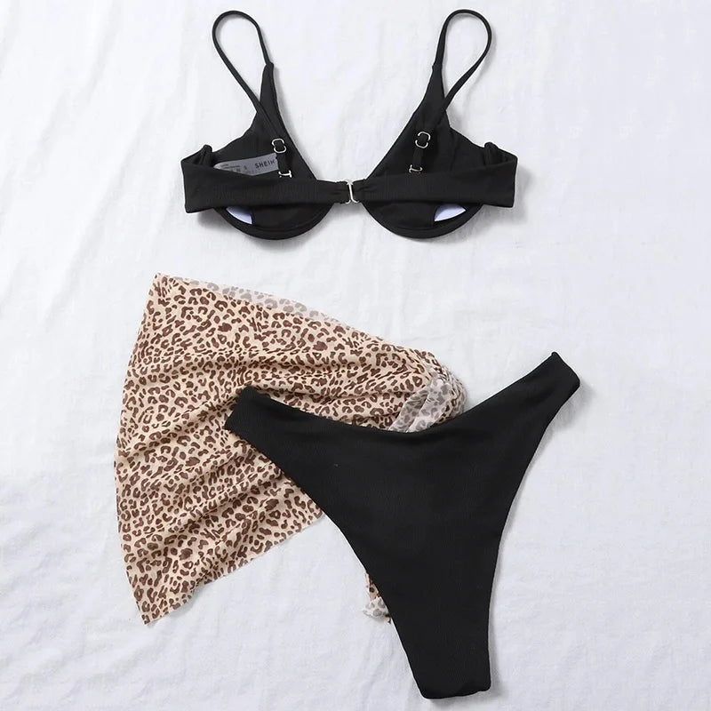 Mystic Monsoon Marble Print Bikini Three-piece