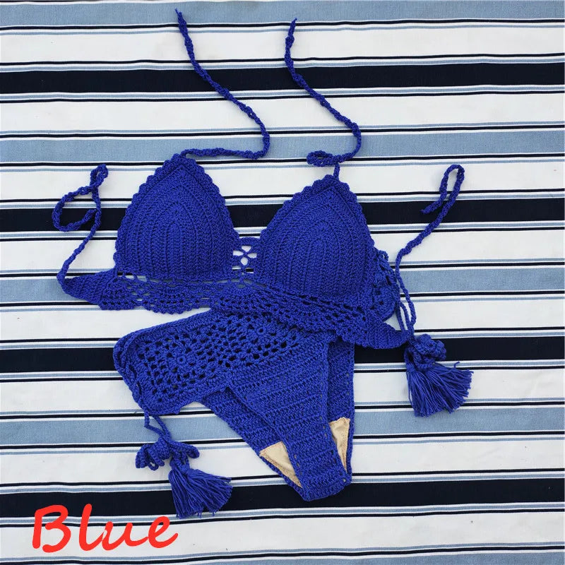Coastal Caravan Crochet Crop-Top Bikini Set