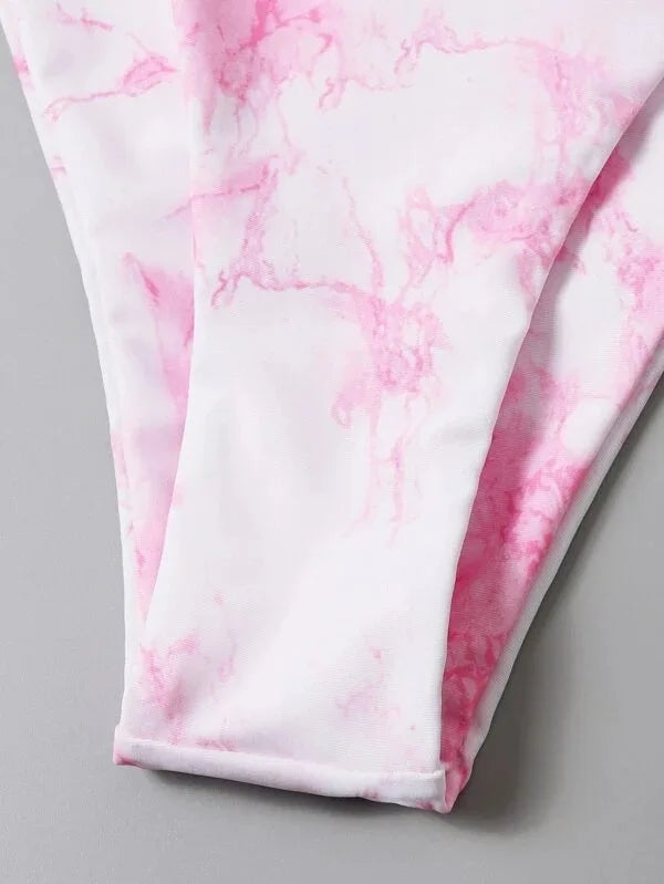 Mystic Monsoon Marble Print Bikini Three-piece