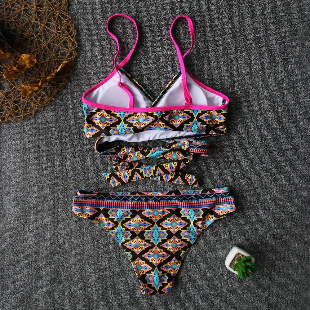 Gypsy Wave Rider Stylish Print Bikini Set