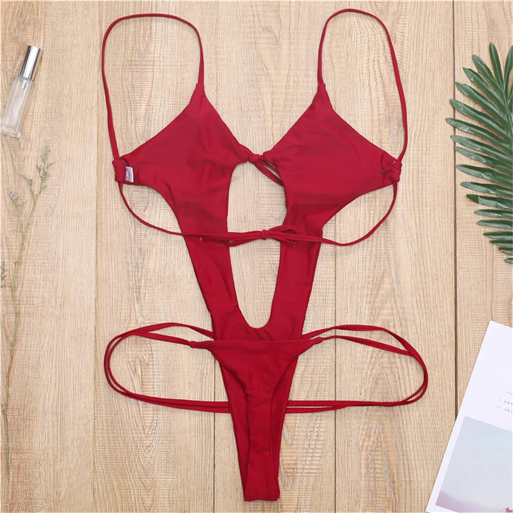 Boho Break Backless Bikini Hollow Out One-Piece