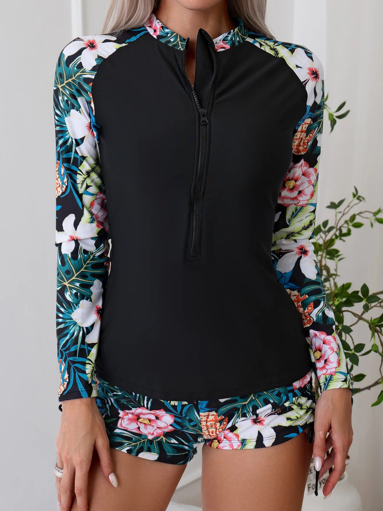 Surfside Saffron Long Sleeve Zipper up Two Piece