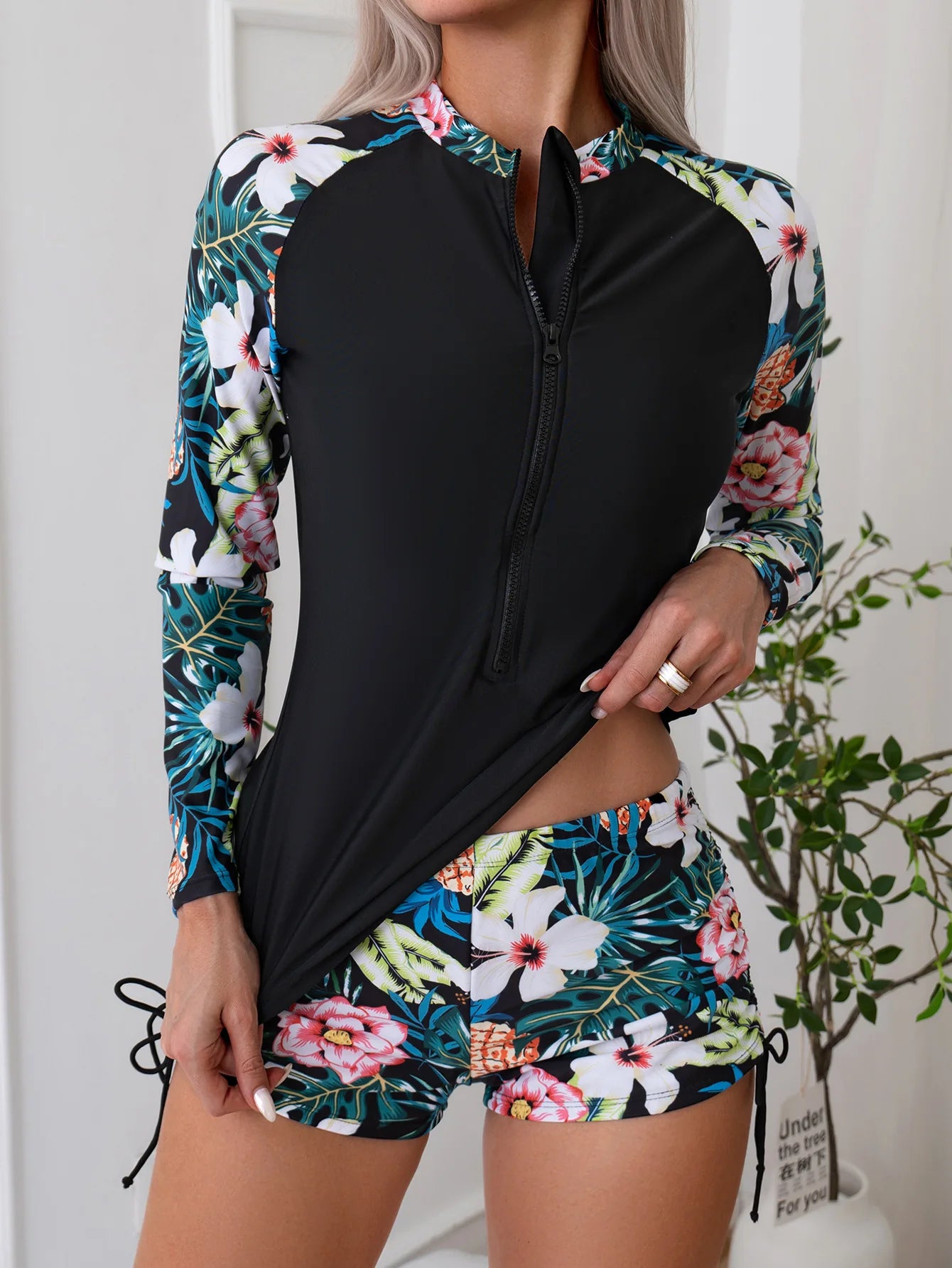 Surfside Saffron Long Sleeve Zipper up Two Piece