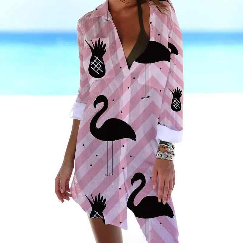 Flamingo print Loose Top