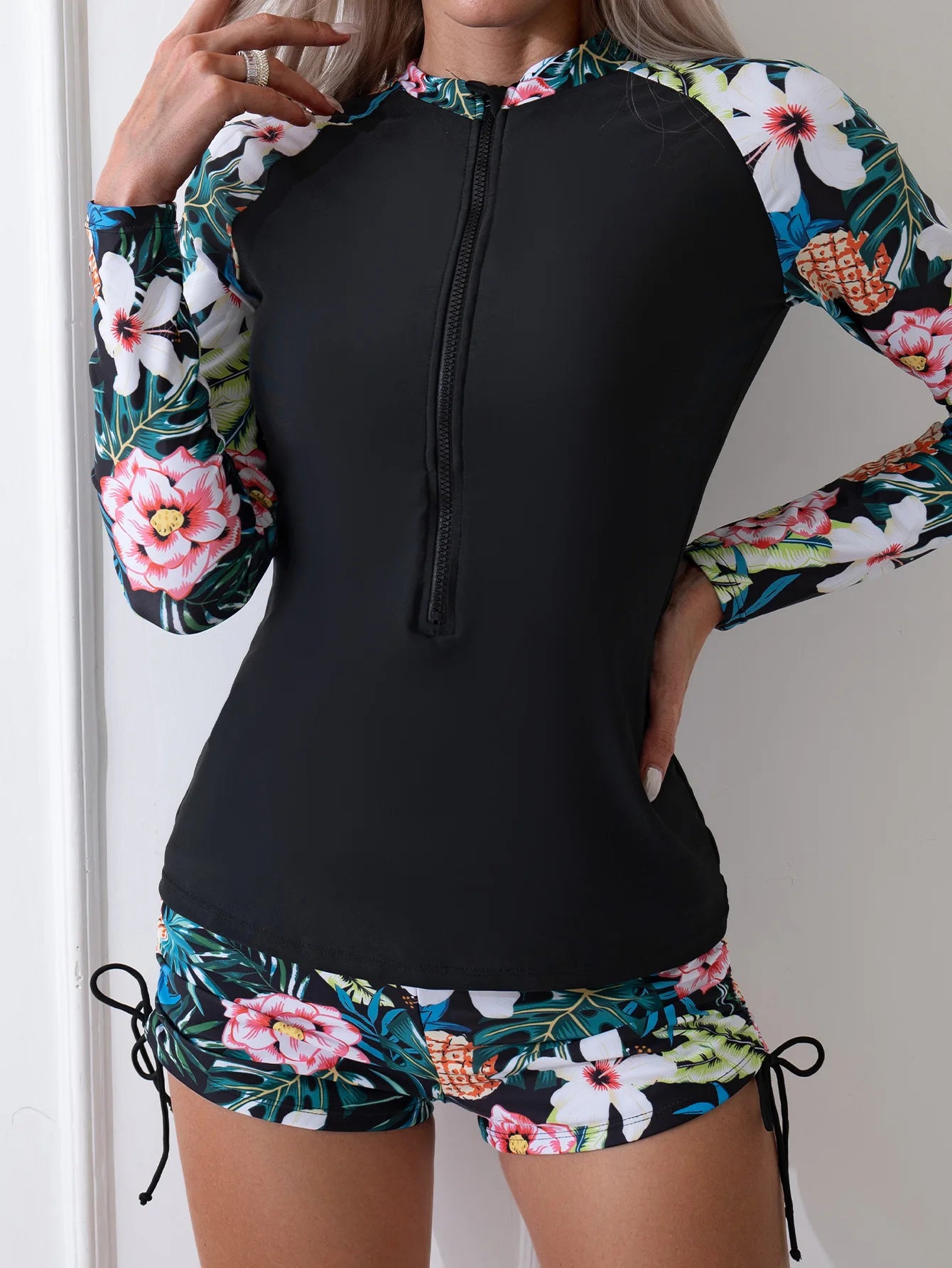 Surfside Saffron Long Sleeve Zipper up Two Piece