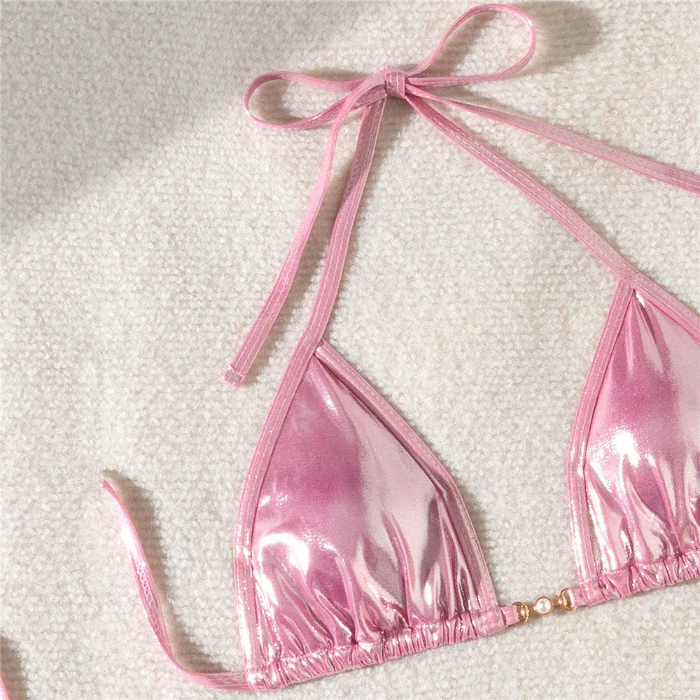Seashell Siren Shiny String Micro Bikini