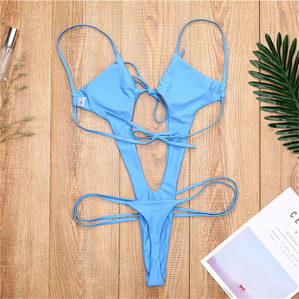 Boho Break Backless Bikini Hollow Out One-Piece