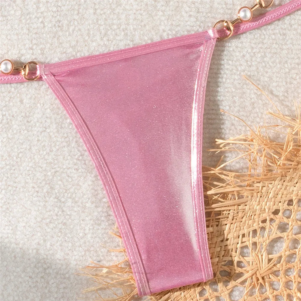 Seashell Siren Shiny String Micro Bikini