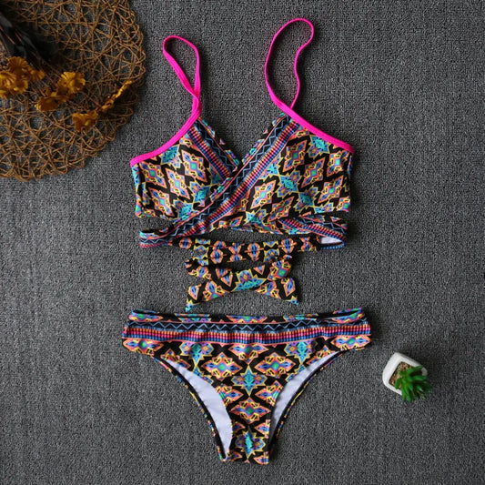 Gypsy Wave Rider Stylish Print Bikini Set