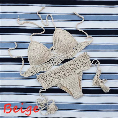 Coastal Caravan Crochet Crop-Top Bikini Set