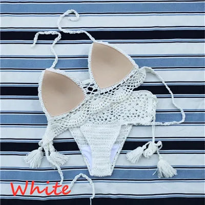 Coastal Caravan Crochet Crop-Top Bikini Set