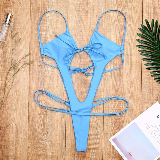 Boho Break Backless Bikini Hollow Out One-Piece