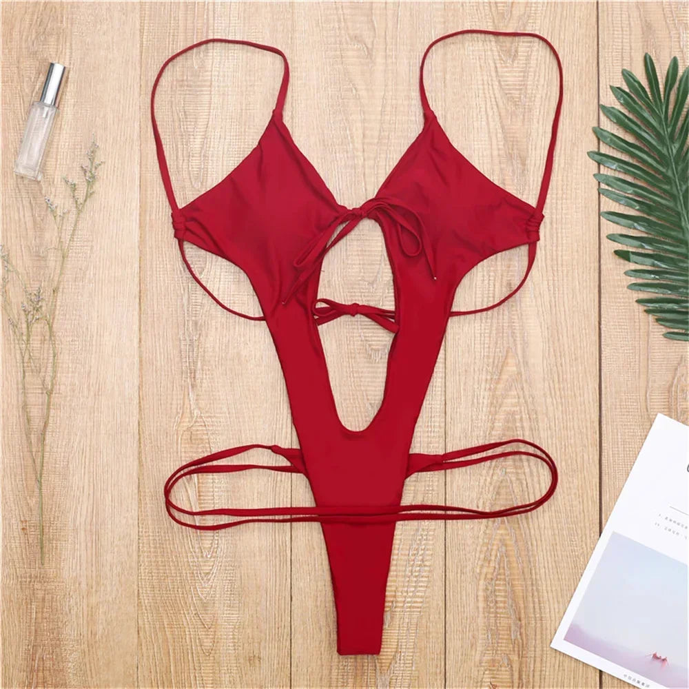 Boho Break Backless Bikini Hollow Out One-Piece