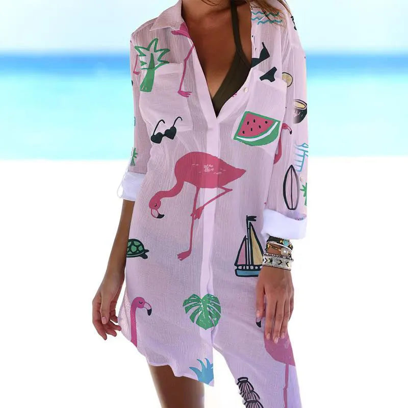 Flamingo print Loose Top