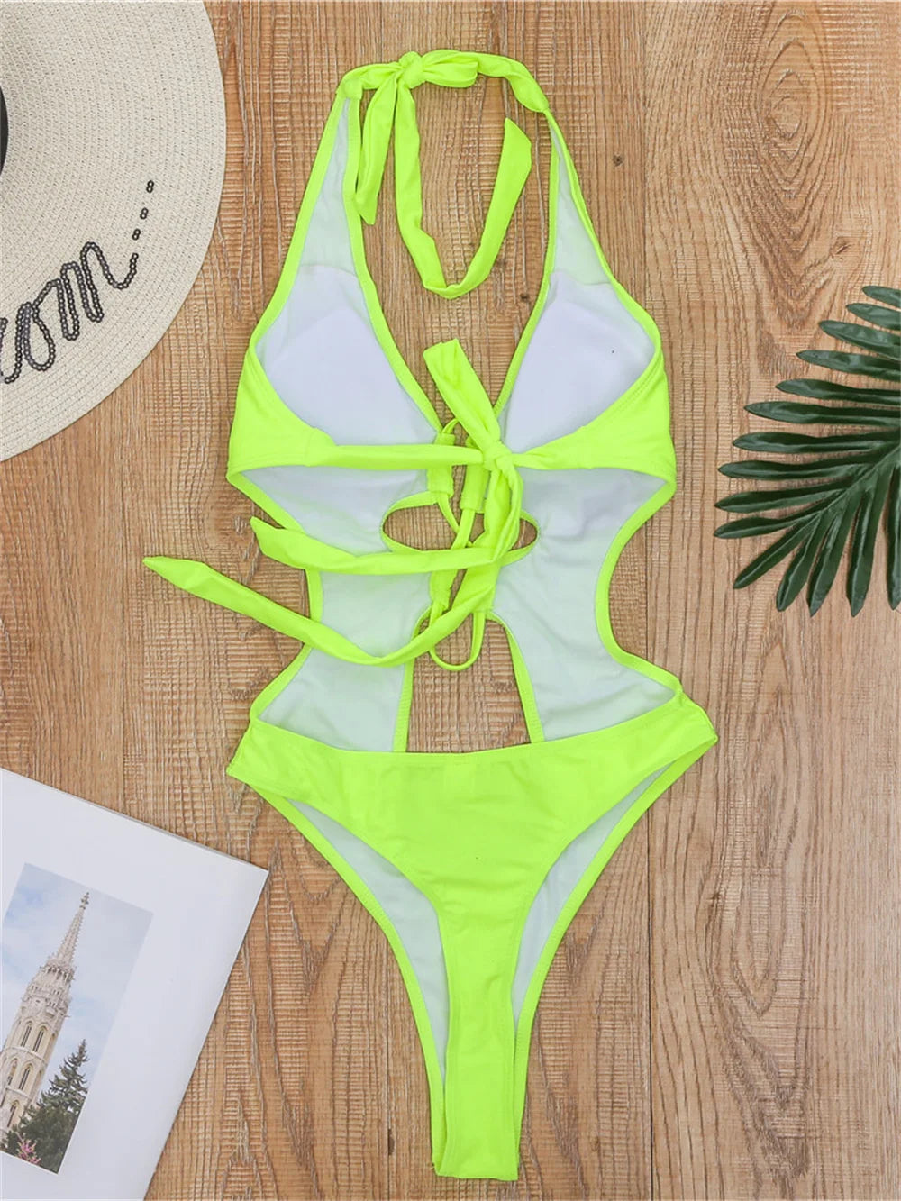 Boho Break Backless Bikini Hollow Out One-Piece