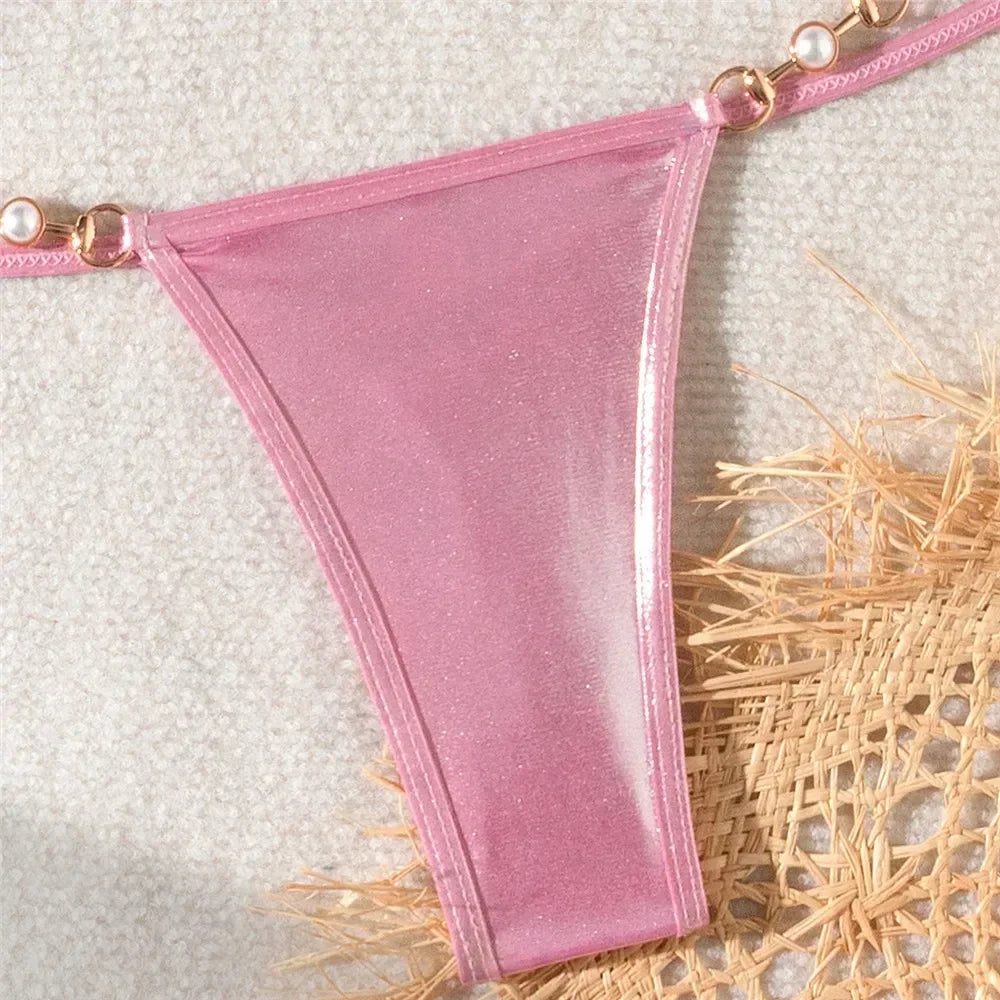 Seashell Siren Shiny String Micro Bikini