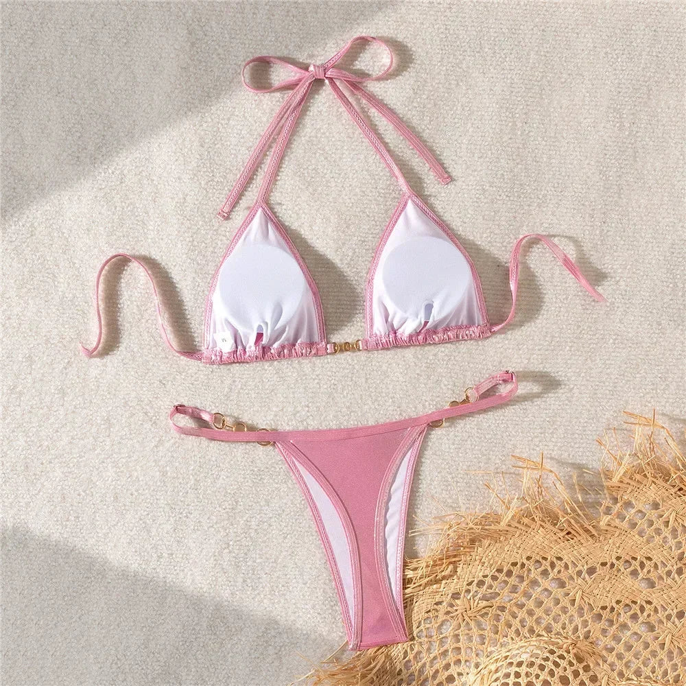 Seashell Siren Shiny String Micro Bikini