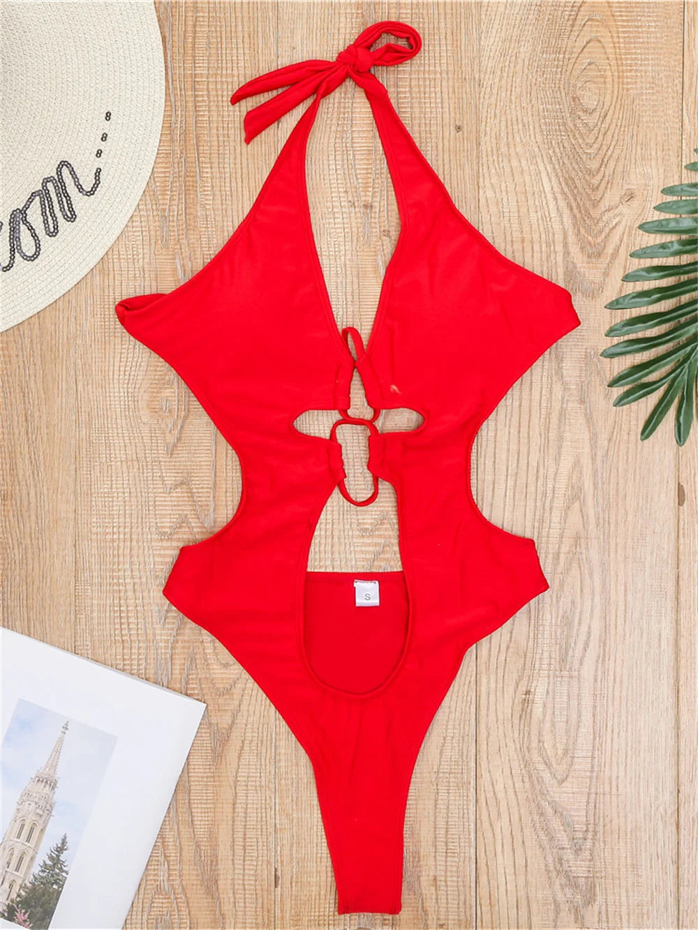 Boho Break Backless Bikini Hollow Out One-Piece
