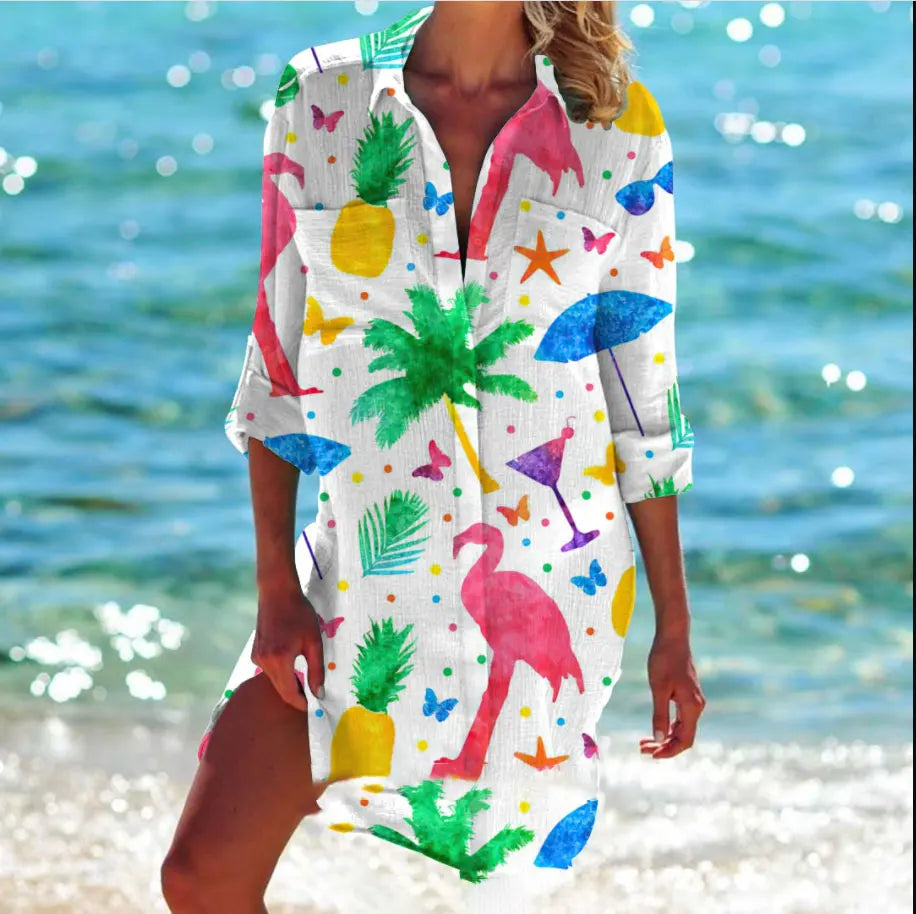 Flamingo print Loose Top