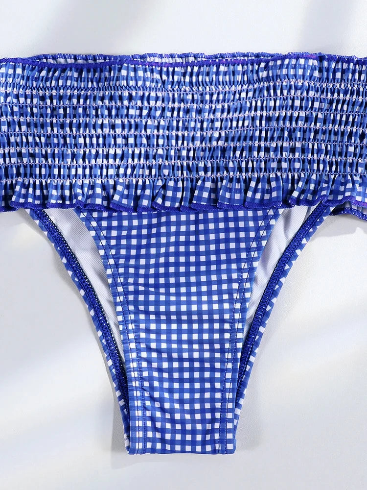 Palms & Petals Plaid Bikini Set