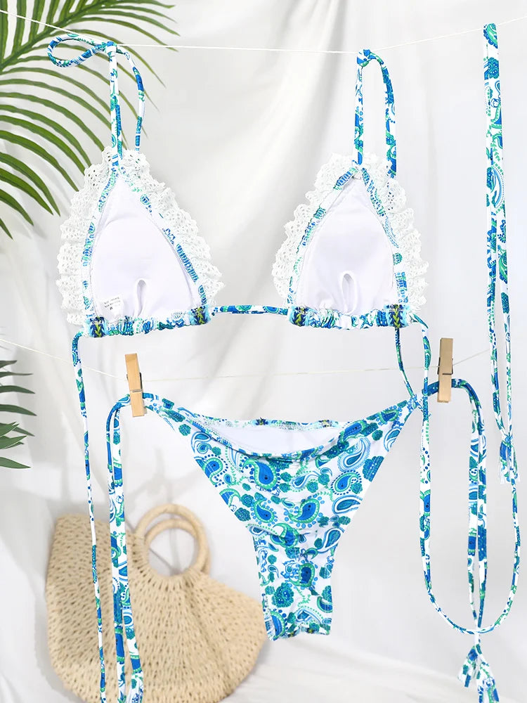 Tropic Tapestry Lace Bandana Bikini Set
