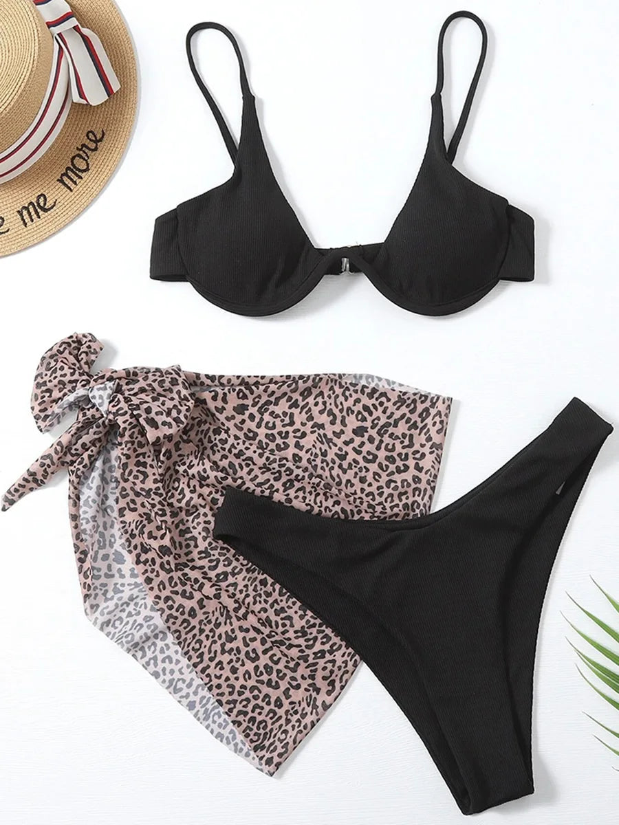 Mystic Monsoon Marble Print Bikini Three-piece
