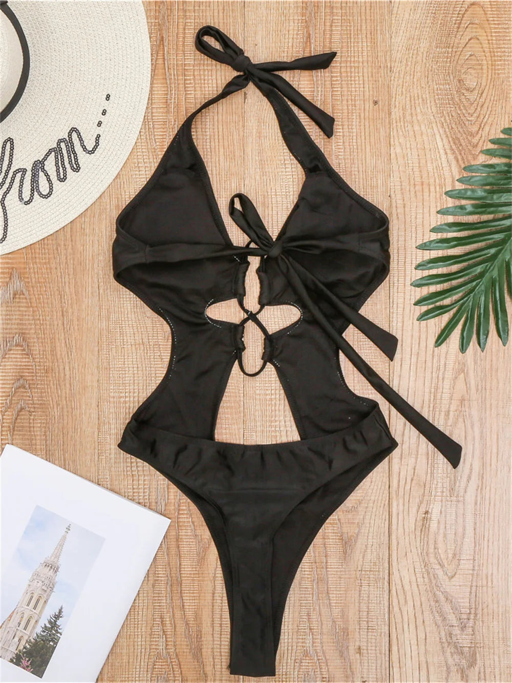 Boho Break Backless Bikini Hollow Out One-Piece