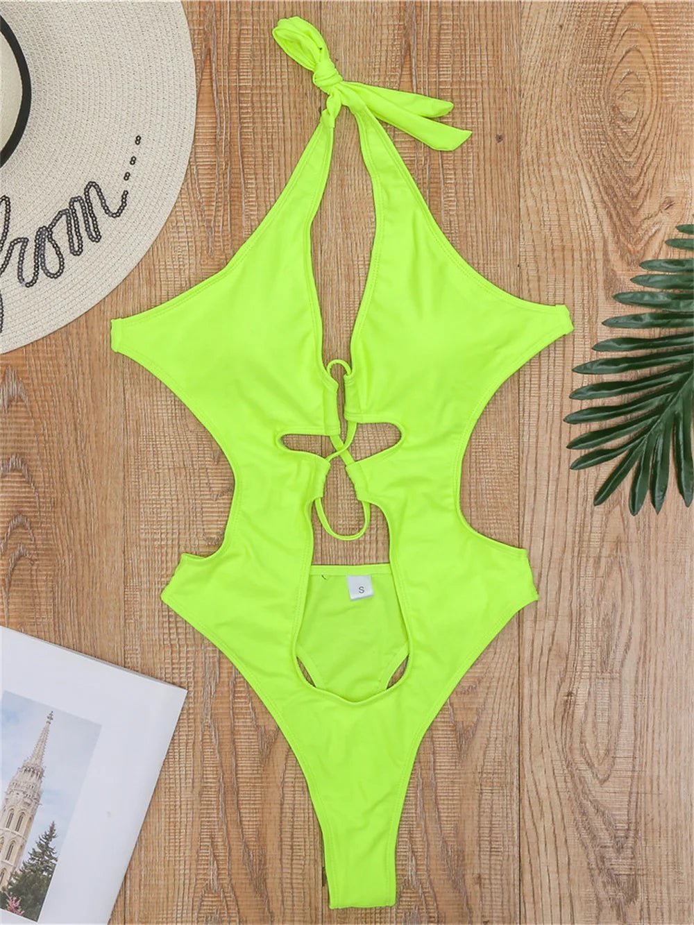 Boho Break Backless Bikini Hollow Out One-Piece