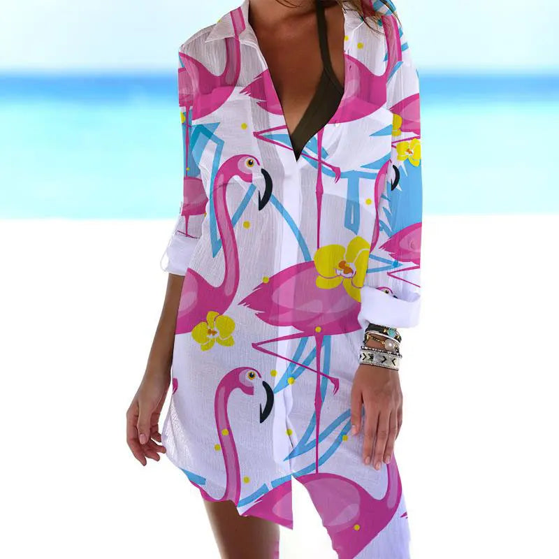 Flamingo print Loose Top