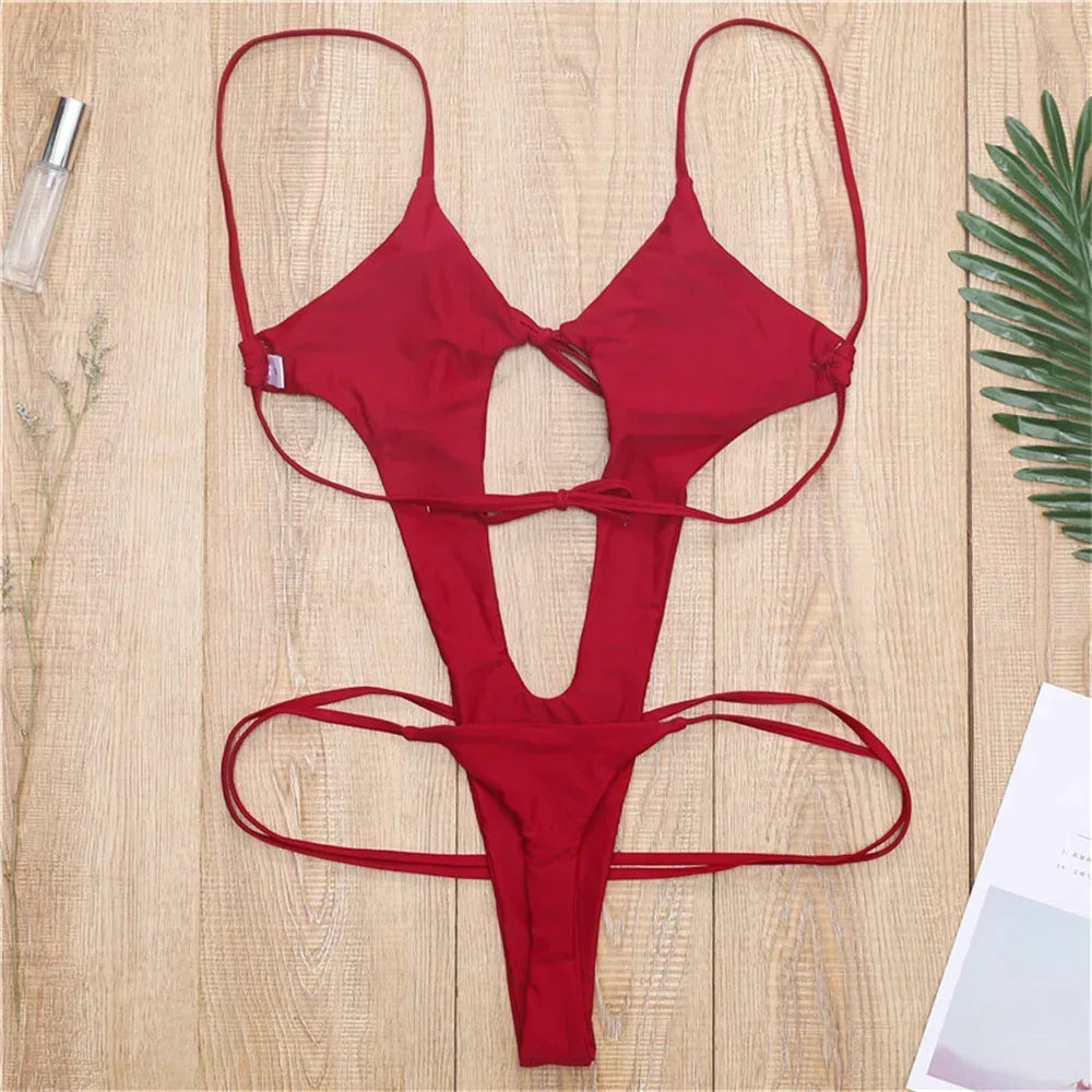 Boho Break Backless Bikini Hollow Out One-Piece