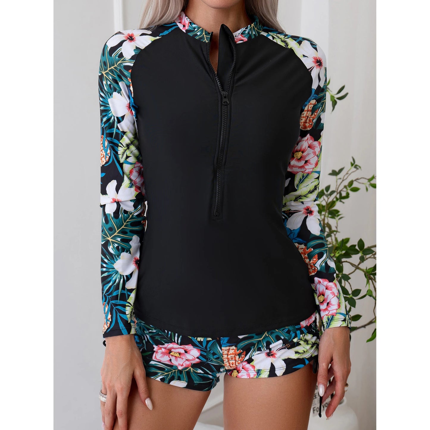 Surfside Saffron Long Sleeve Zipper up Two Piece