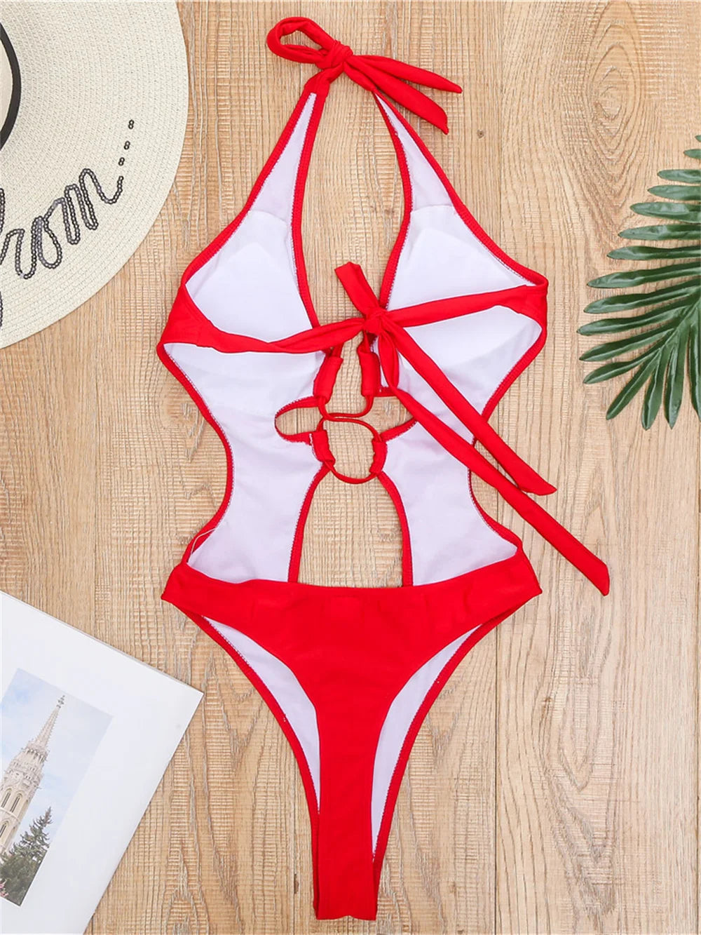 Boho Break Backless Bikini Hollow Out One-Piece