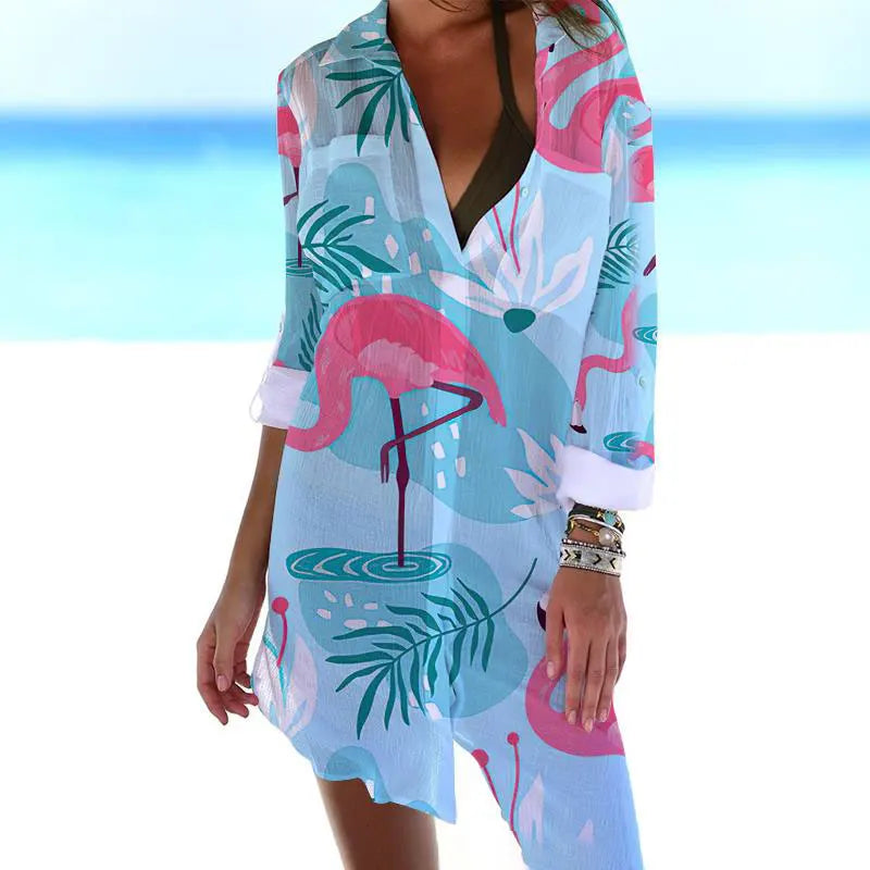 Flamingo print Loose Top